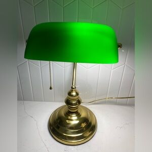 Bankers Green and Gold Desk Lamp